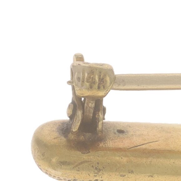 Yellow Gold Edwardian Flower Garland Bar Brooch - 14k Antique Enamel Pin - Picture 4 of 4